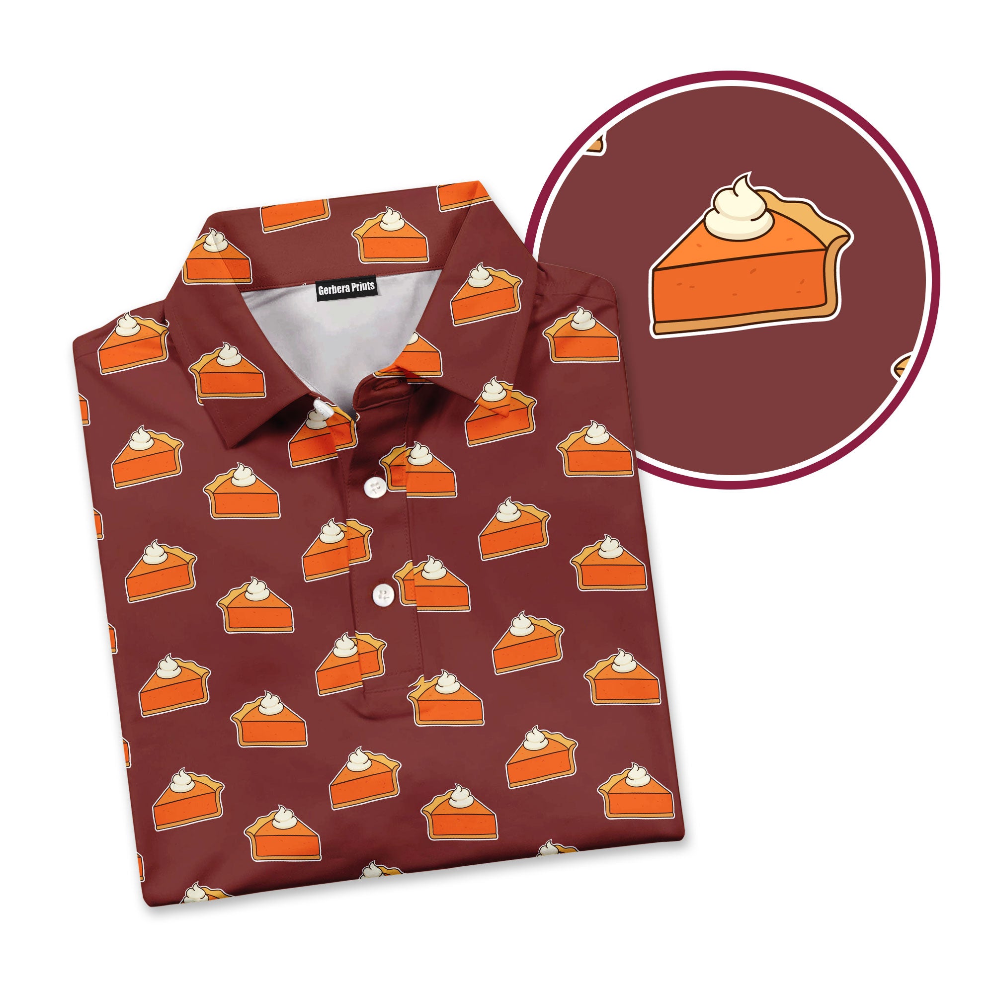 Thanksgiving Pumpkin Pie - Golf Polo Shirt-Polo Shirt For Men-Gerbera Prints
