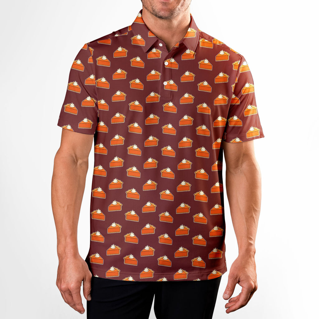 Thanksgiving Pumpkin Pie - Golf Polo Shirt-Polo Shirt For Men-Gerbera Prints