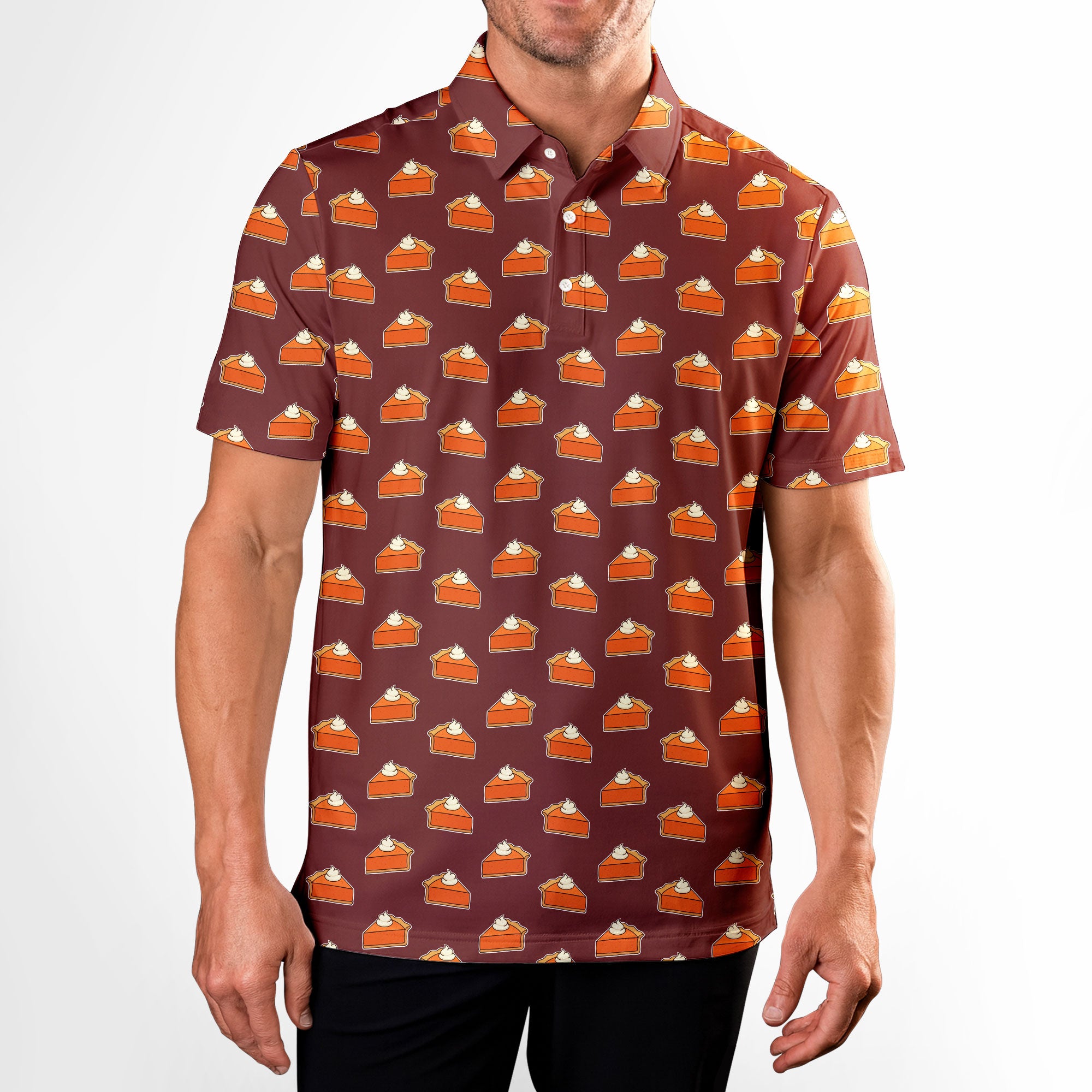 Thanksgiving Pumpkin Pie - Golf Polo Shirt-Polo Shirt For Men-Gerbera Prints