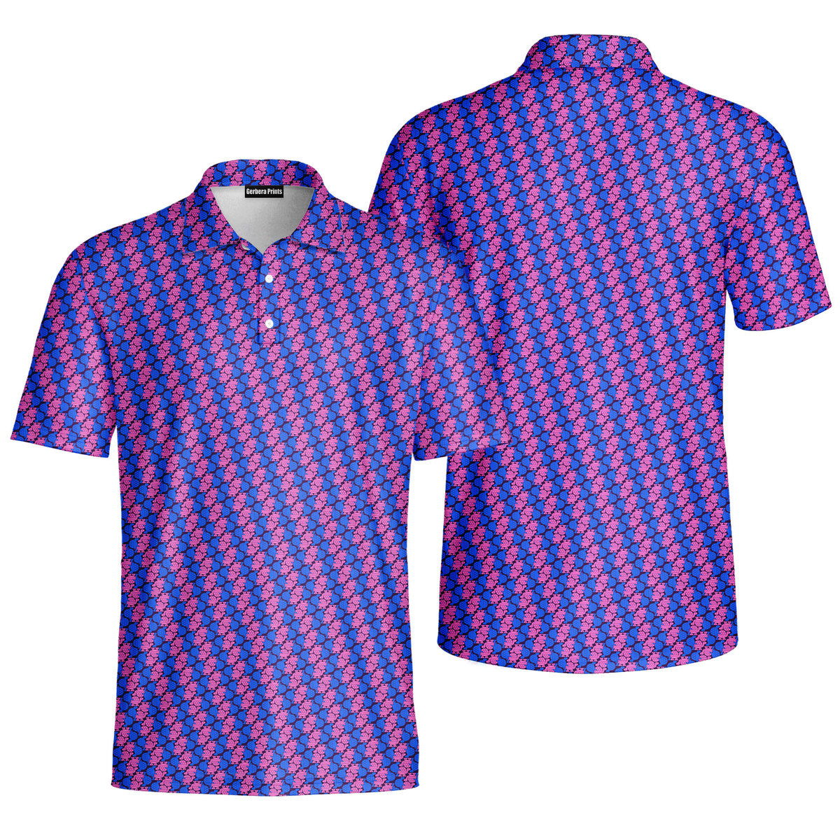 Tortoise L-ove-Polo Shirt For Men-Gerbera Prints