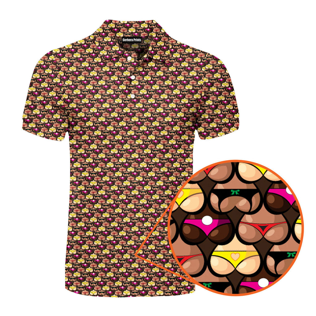 Heart Like Cute Booty - Funny Golf Polo Shirt-Polo Shirt For Men-Gerbera Prints