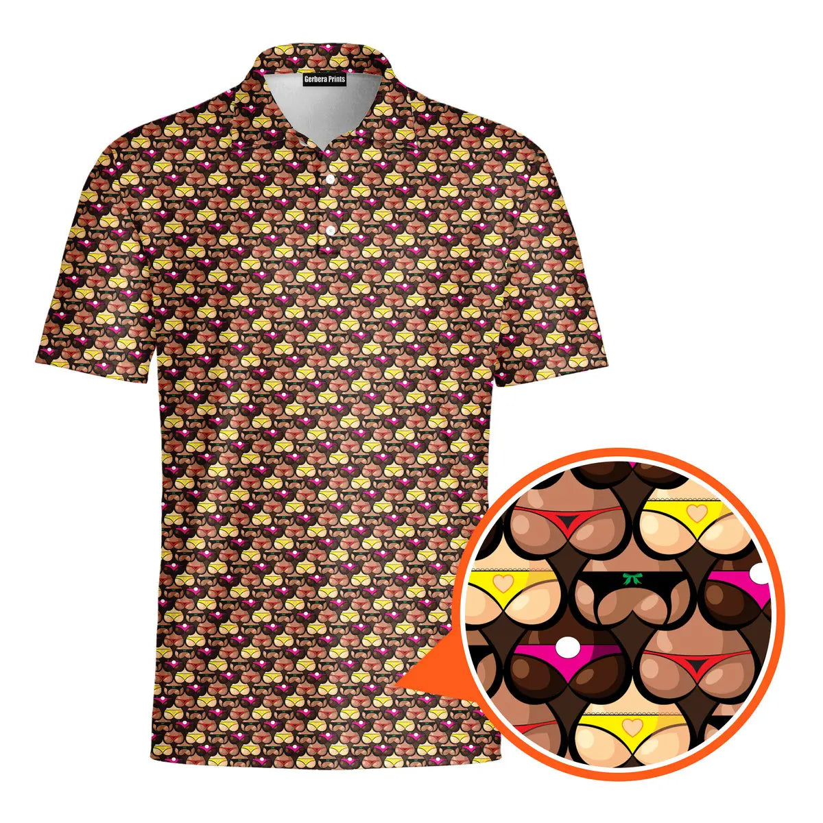 Cute Booty-Polo Shirt For Men-Gerbera Prints