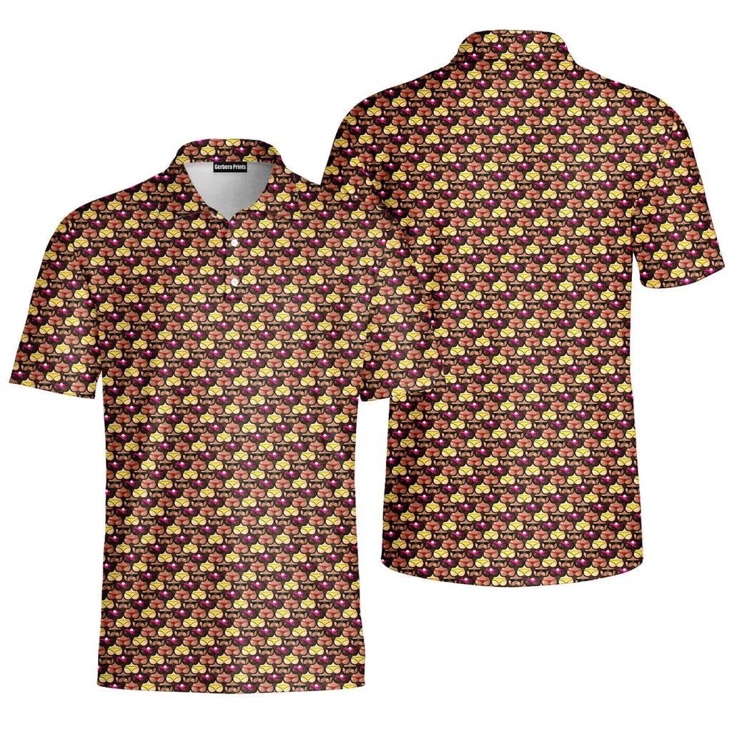 Cute Booty-Polo Shirt For Men-Gerbera Prints