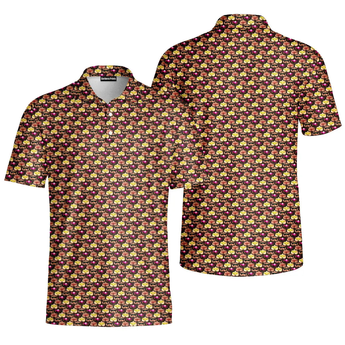 Cute Booty-Polo Shirt For Men-Gerbera Prints