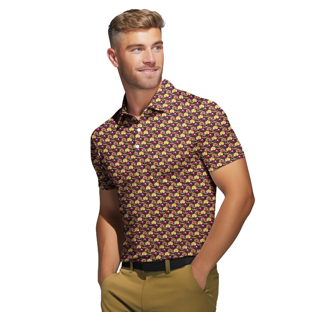 Heart Like Cute Booty - Funny Golf Polo Shirt-Polo Shirt For Men-Gerbera Prints