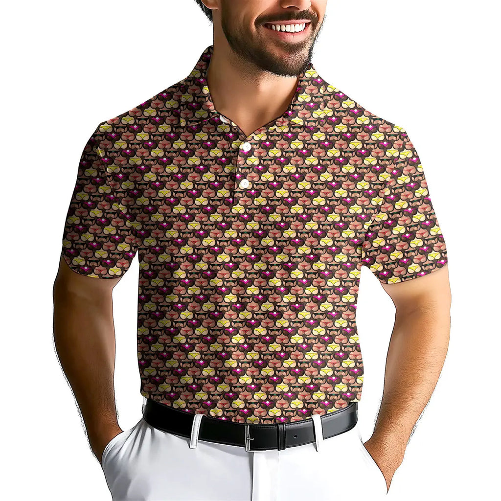 Cute Booty-Polo Shirt For Men-Gerbera Prints