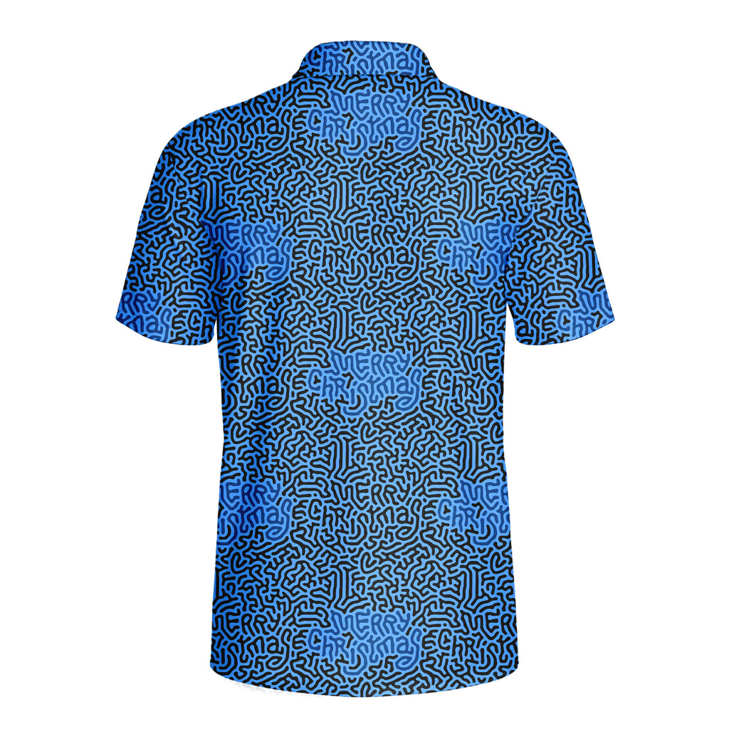 Merry Christmas Holiday Hidden Text Message - Golf Polo Shirt-Polo Shirt For Men-Gerbera Prints