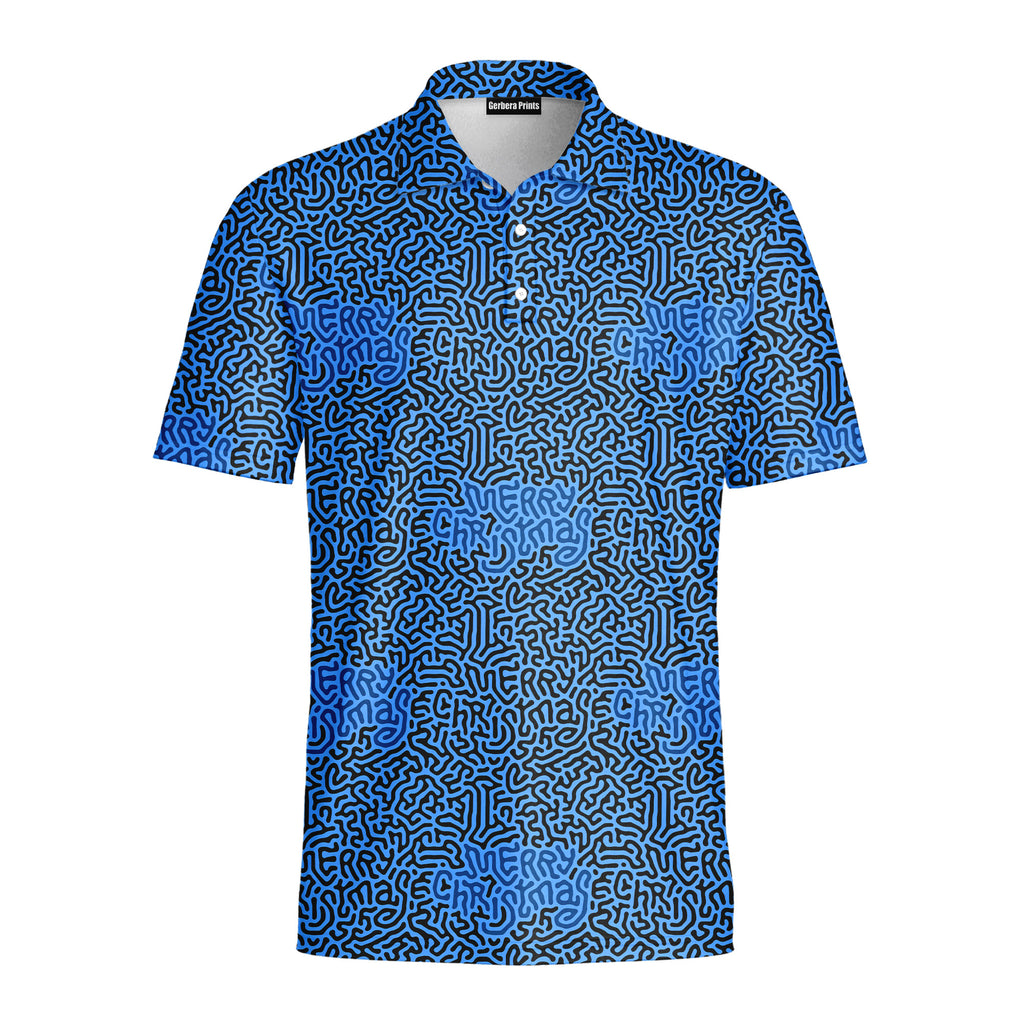 Merry Christmas Holiday Hidden Text Message - Golf Polo Shirt-Polo Shirt For Men-Gerbera Prints