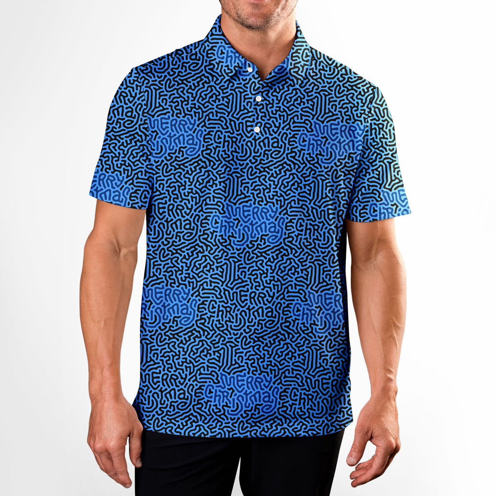 Merry Christmas Holiday Hidden Text Message - Golf Polo Shirt-Polo Shirt For Men-Gerbera Prints