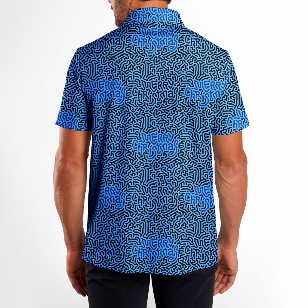 Merry Christmas Holiday Hidden Text Message - Golf Polo Shirt-Polo Shirt For Men-Gerbera Prints
