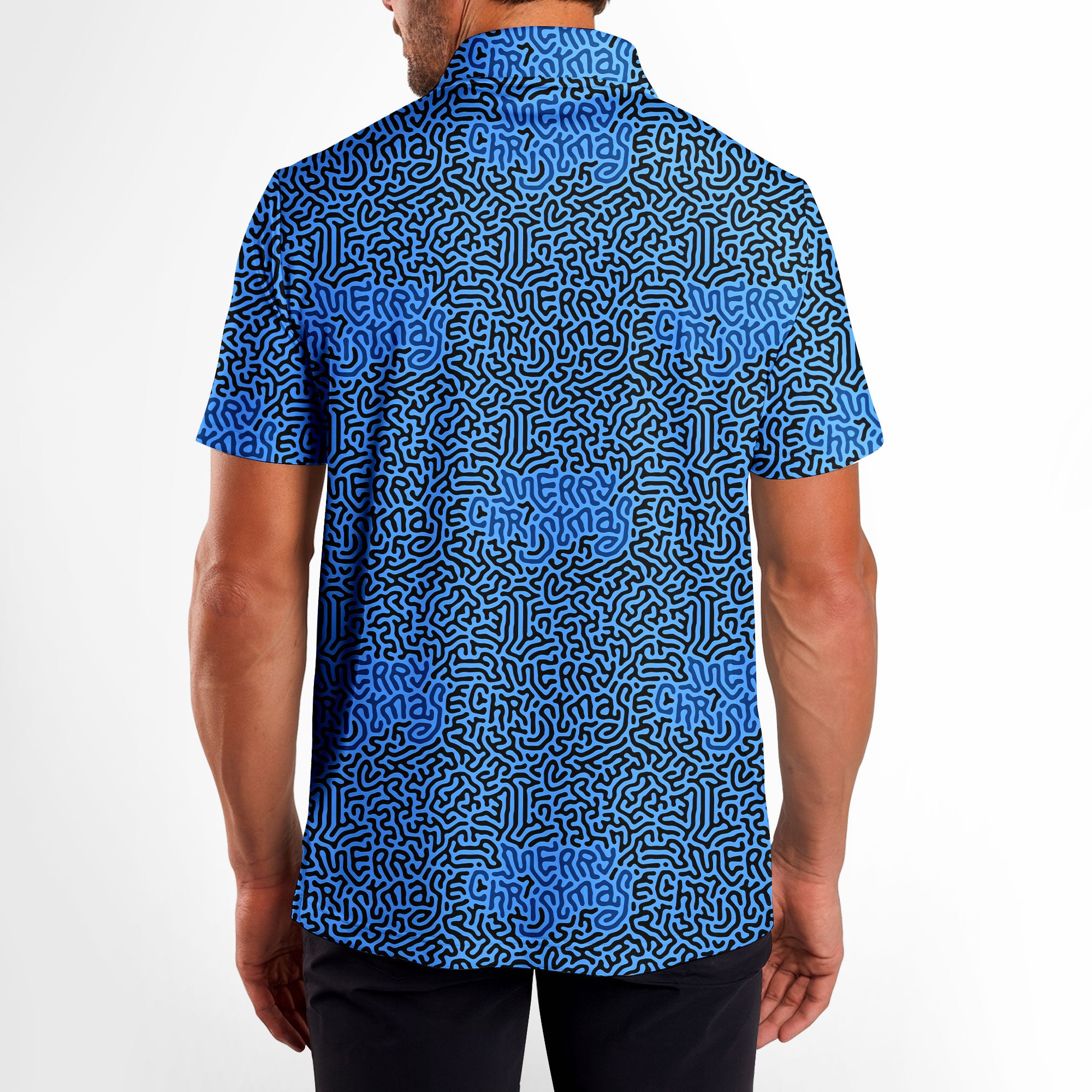 Merry Christmas Holiday Hidden Text Message - Golf Polo Shirt-Polo Shirt For Men-Gerbera Prints