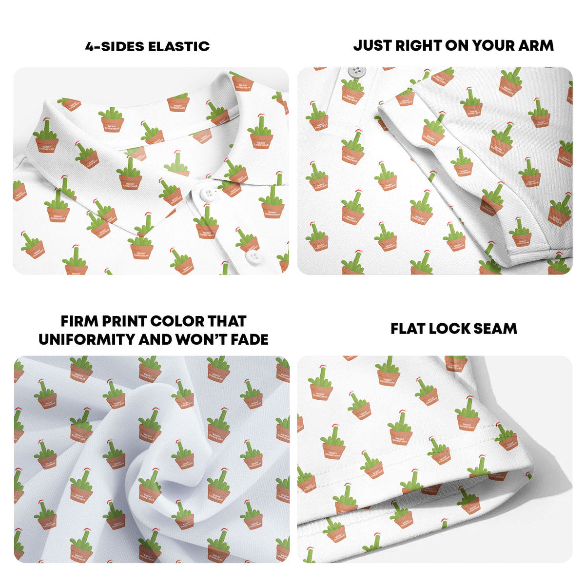 Cactus Merry Christmas - Funny Golf Polo Shirt-Polo Shirt For Men-Gerbera Prints