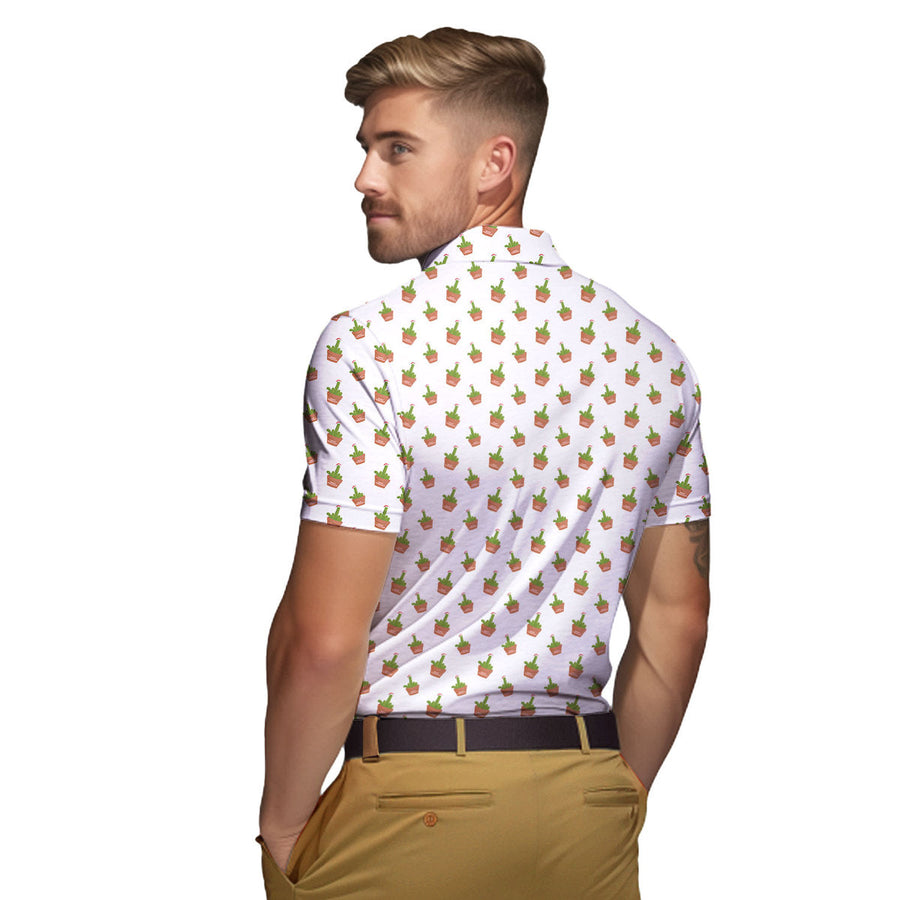 Back preview of Cactus Merry Christmas - Funny Golf Polo Shirt with your team and number