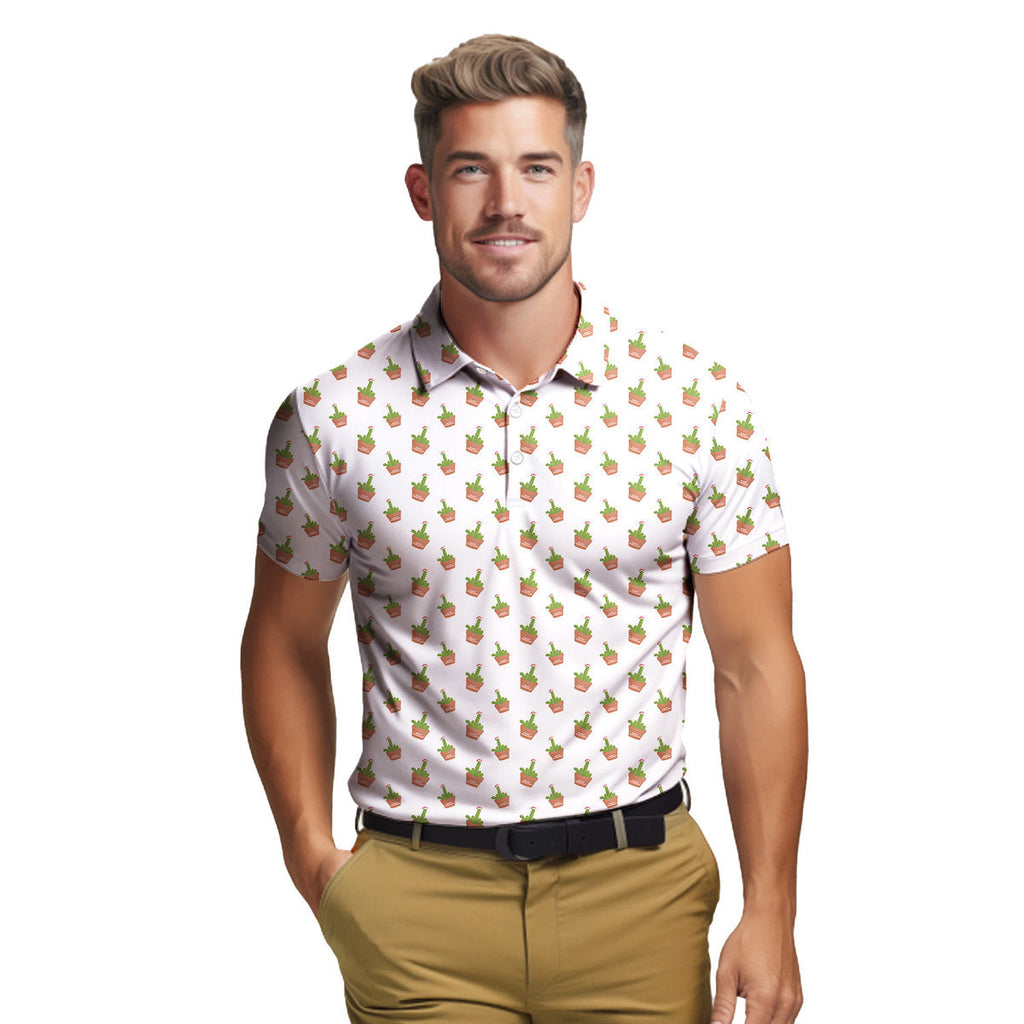 Cactus Merry Christmas - Funny Golf Polo Shirt-Polo Shirt For Men-Gerbera Prints