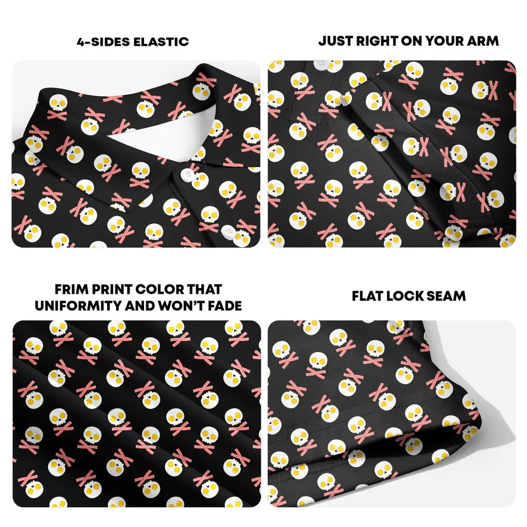 Fried Egg Bacon-Polo Shirt For Men-Gerbera Prints