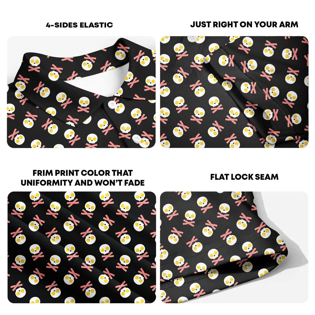 Fried Egg Bacon-Polo Shirt For Men-Gerbera Prints