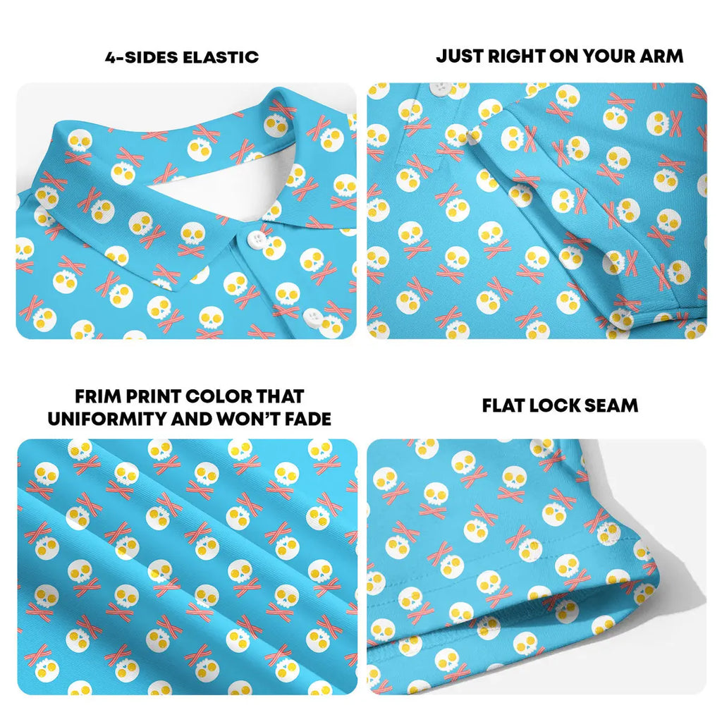 Fried Egg Bacon-Polo Shirt For Men-Gerbera Prints