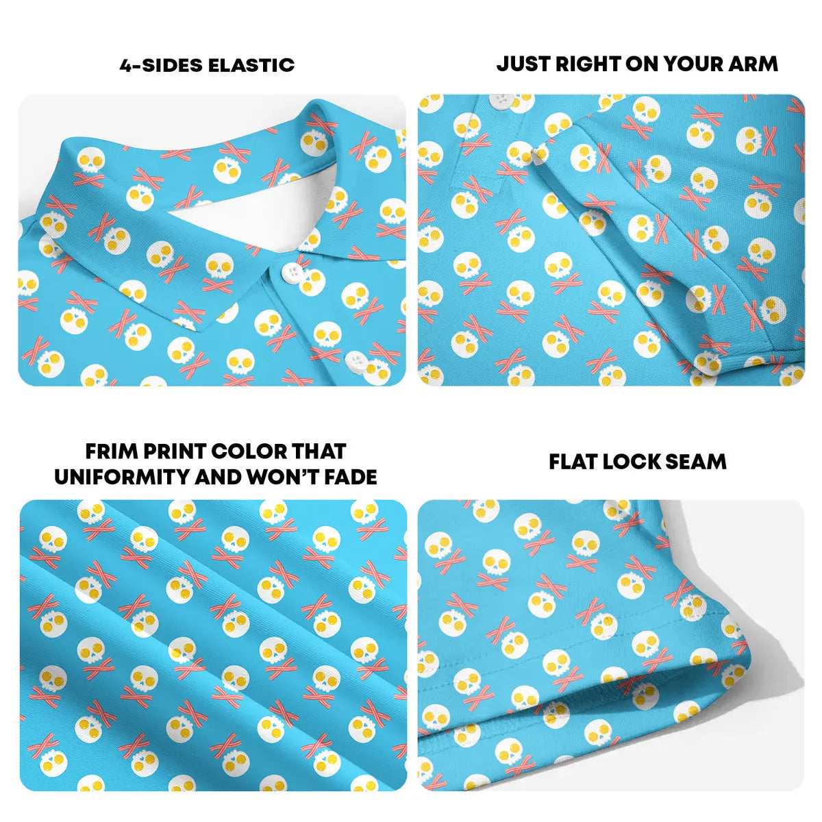Fried Egg Bacon-Polo Shirt For Men-Gerbera Prints