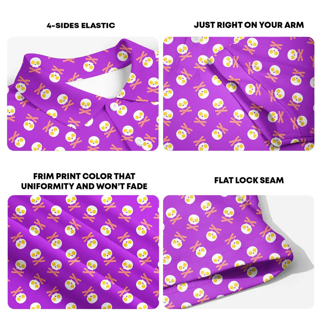 Fried Egg Bacon-Polo Shirt For Men-Gerbera Prints