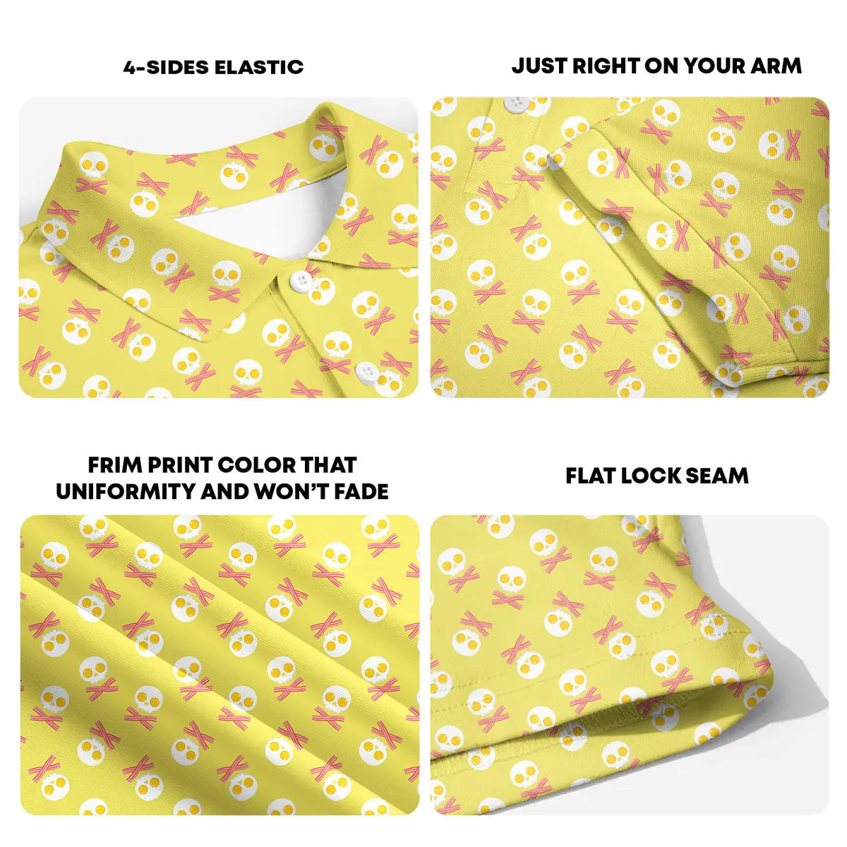 Fried Egg Bacon-Polo Shirt For Men-Gerbera Prints