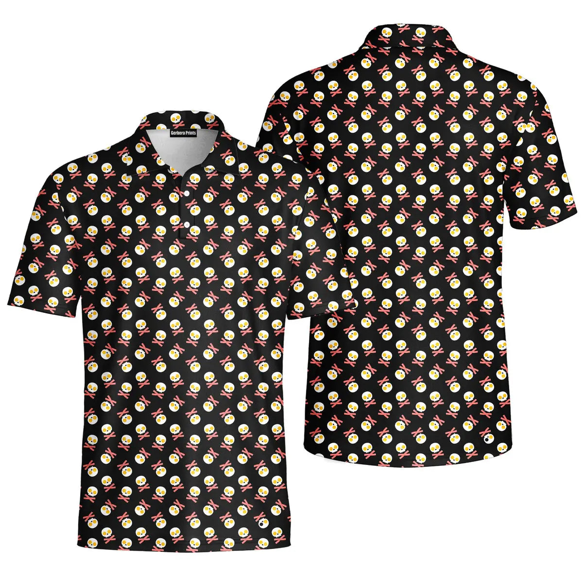 Fried Egg Bacon-Polo Shirt For Men-Gerbera Prints