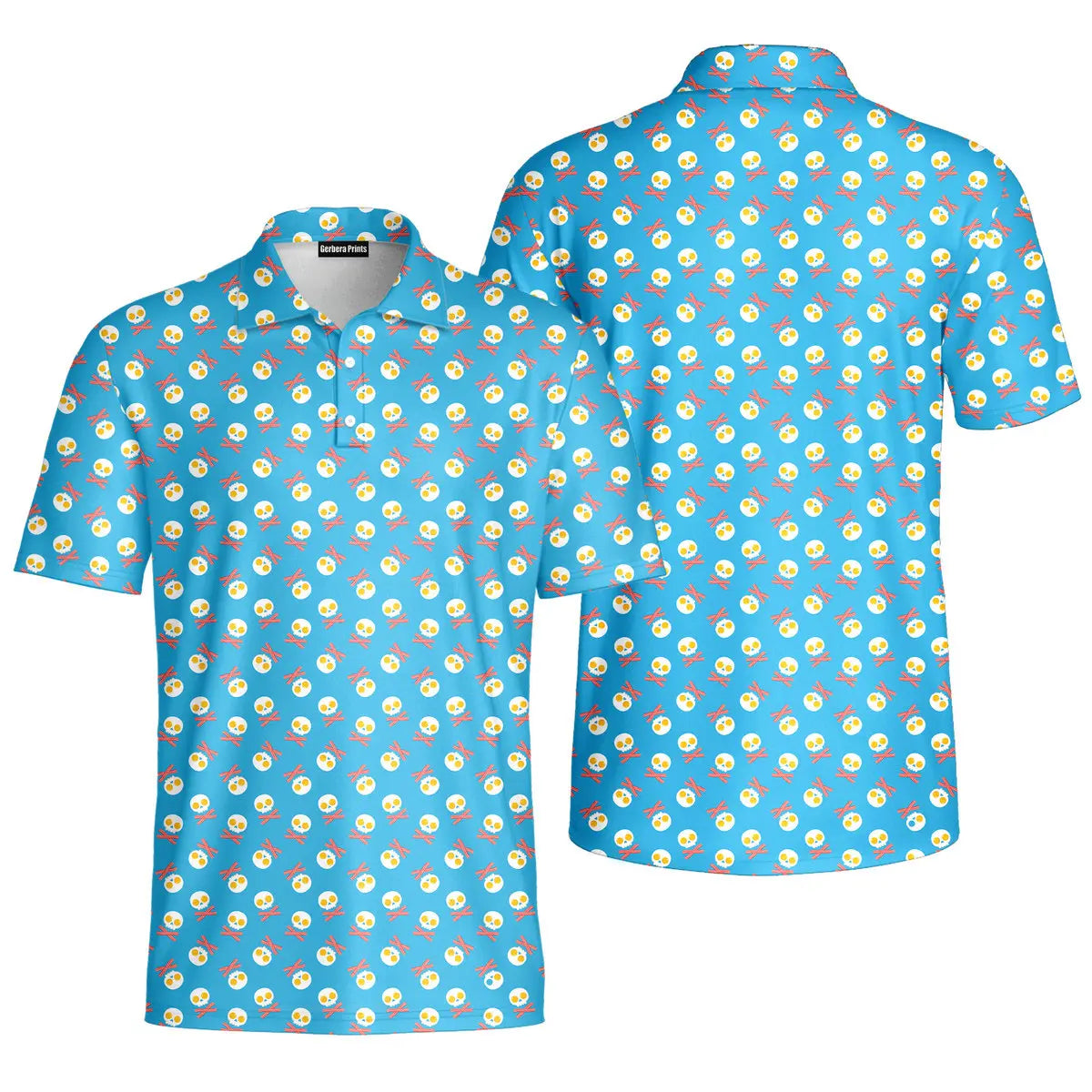 Fried Egg Bacon-Polo Shirt For Men-Gerbera Prints