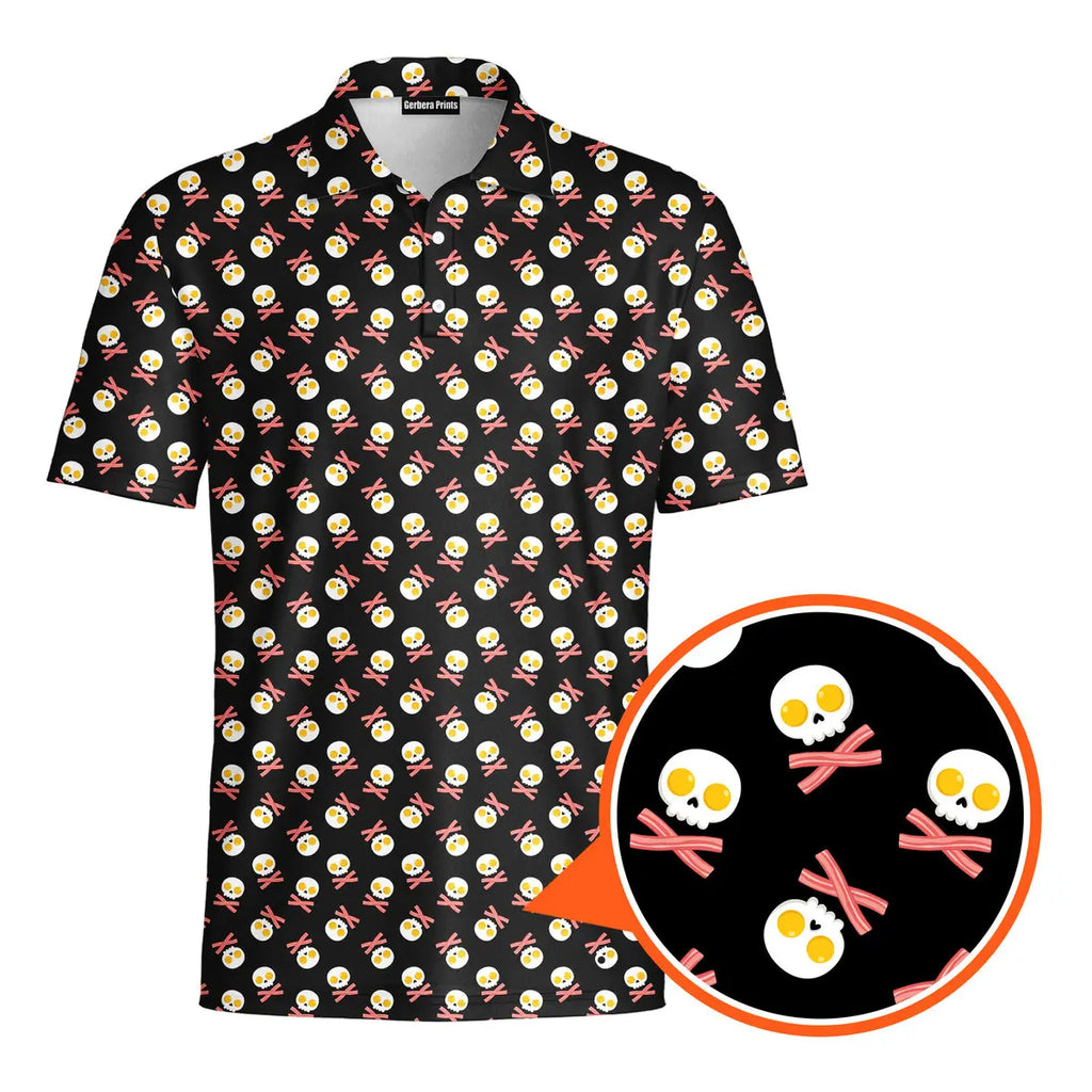 Fried Egg Bacon-Polo Shirt For Men-Gerbera Prints