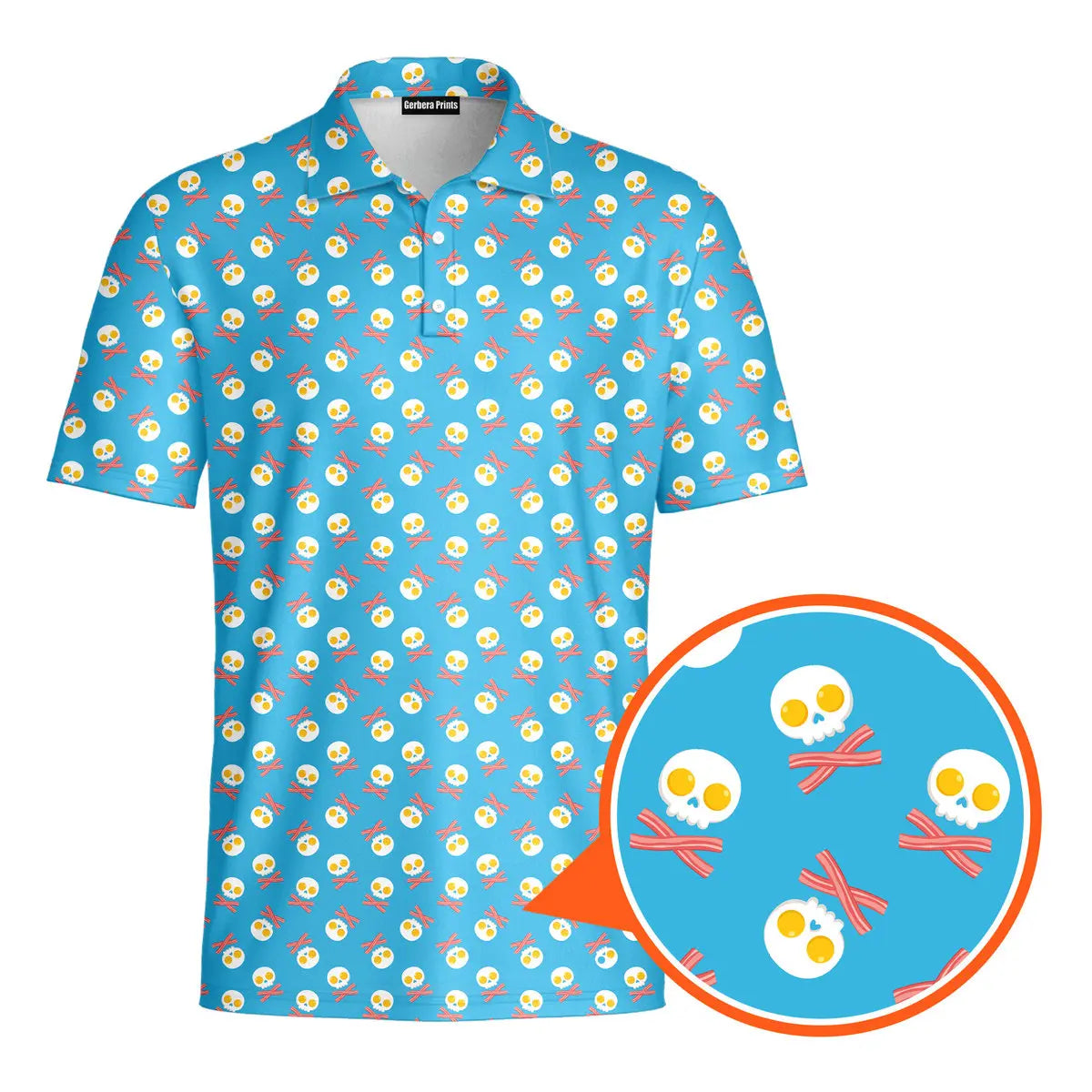 Fried Egg Bacon-Polo Shirt For Men-Gerbera Prints