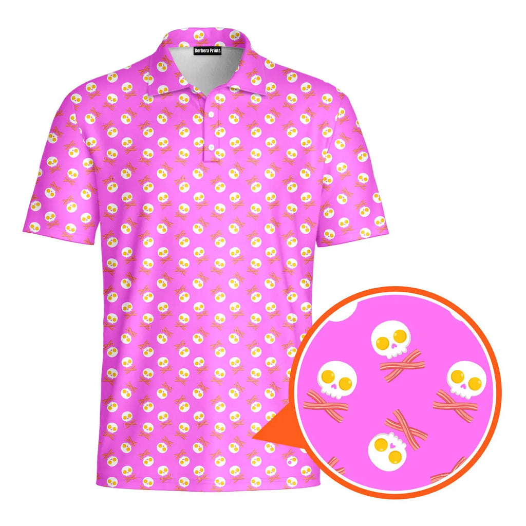Fried Egg Bacon-Polo Shirt For Men-Gerbera Prints