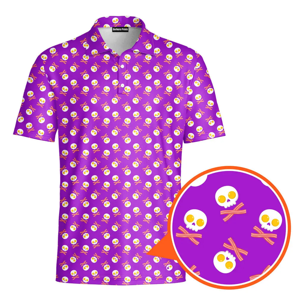 Fried Egg Bacon-Polo Shirt For Men-Gerbera Prints
