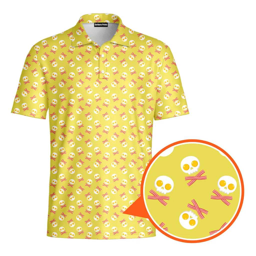Fried Egg Bacon-Polo Shirt For Men-Gerbera Prints