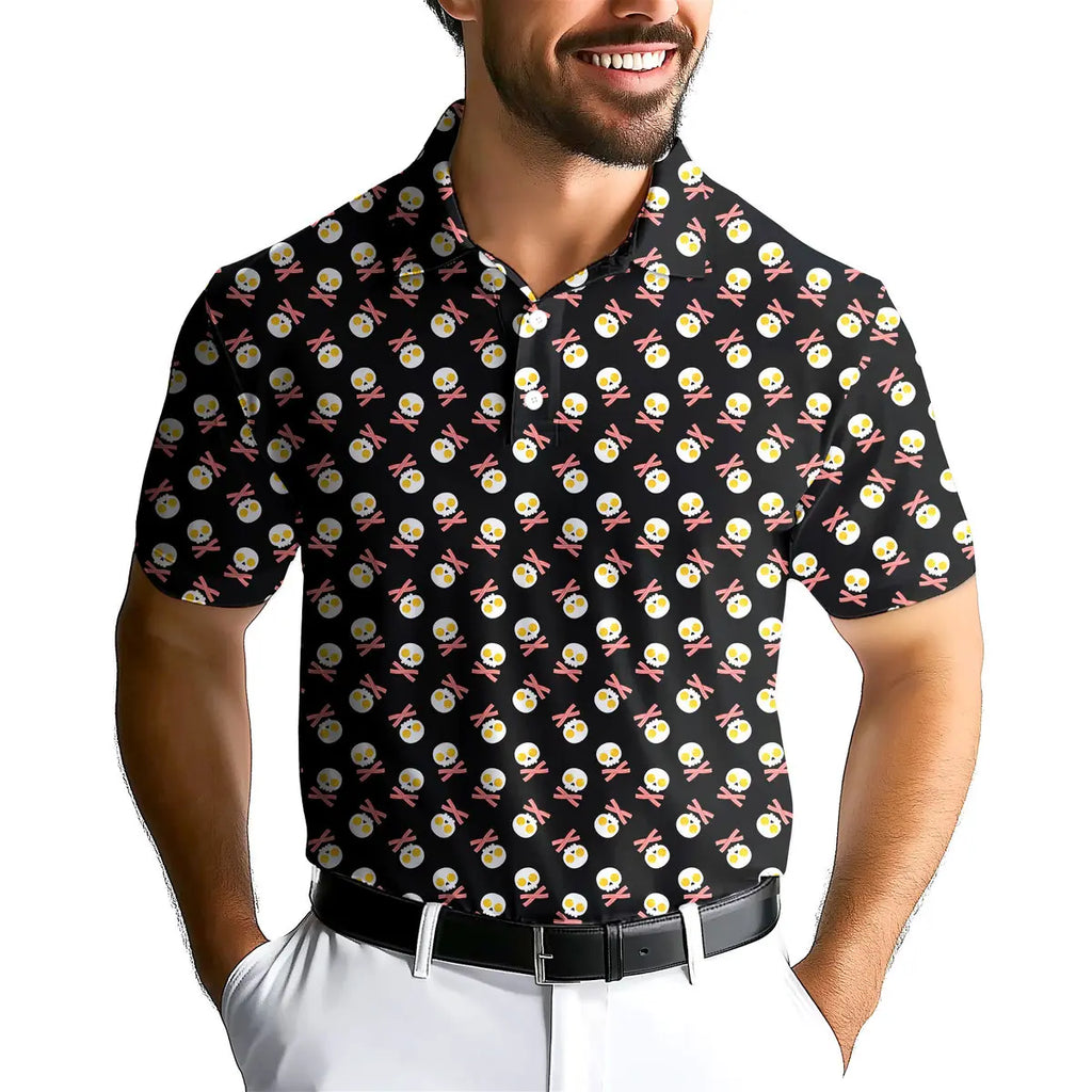 Fried Egg Bacon-Polo Shirt For Men-Gerbera Prints