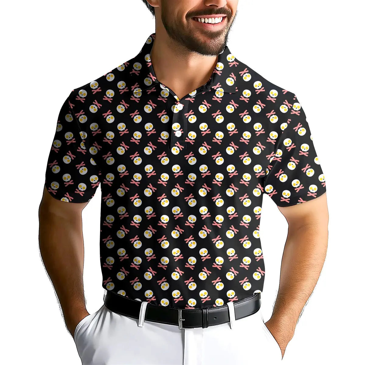 Fried Egg Bacon-Polo Shirt For Men-Gerbera Prints