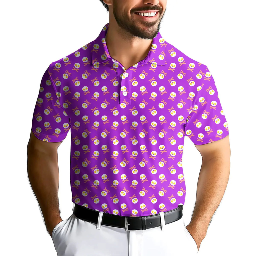 Fried Egg Bacon-Polo Shirt For Men-Gerbera Prints