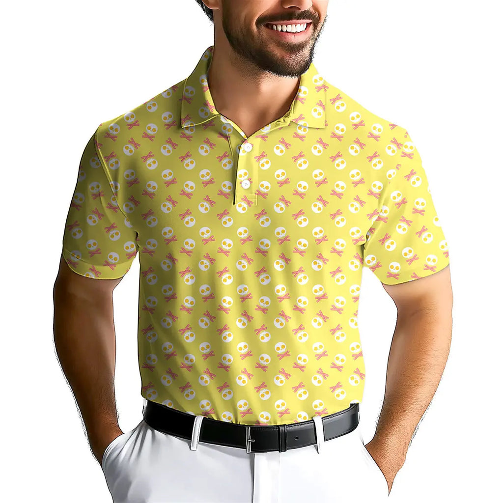 Fried Egg Bacon-Polo Shirt For Men-Gerbera Prints