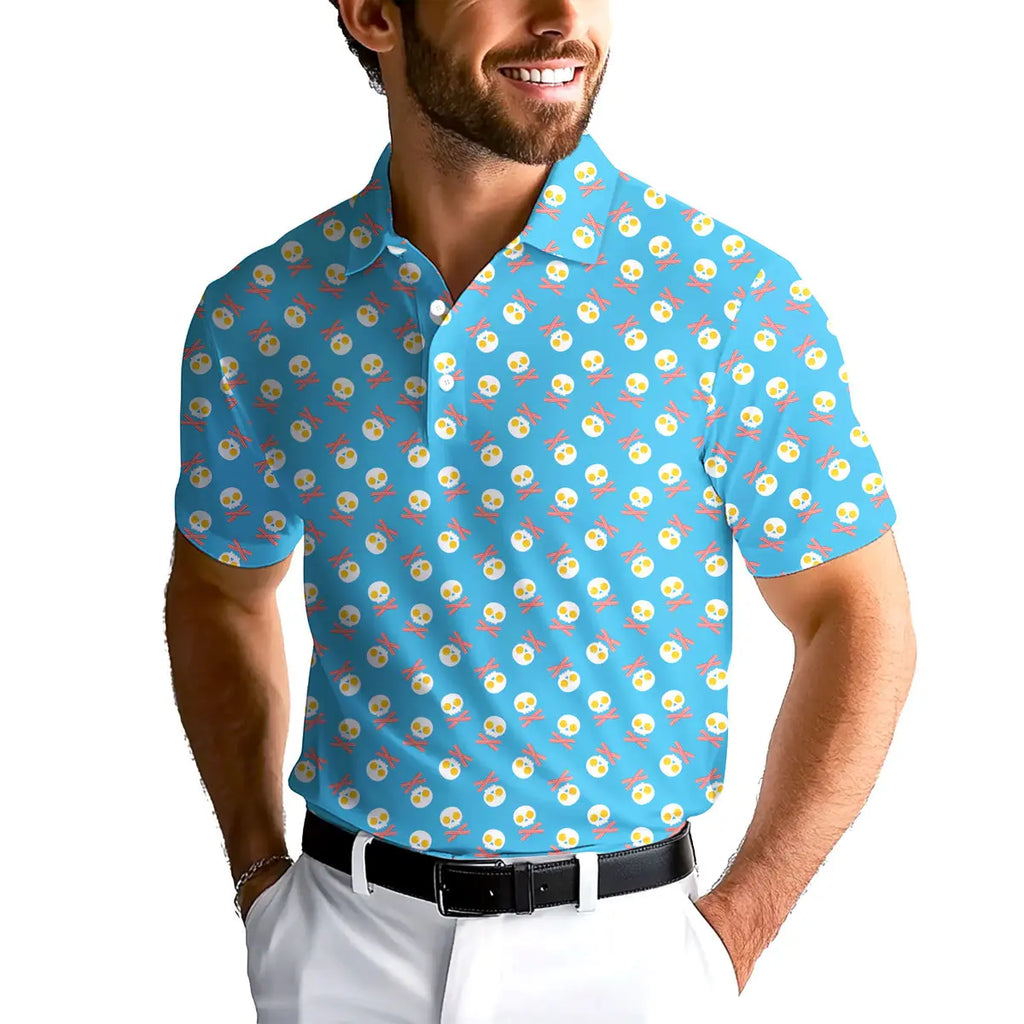 Fried Egg Bacon-Polo Shirt For Men-Gerbera Prints