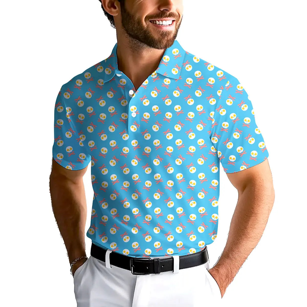 Fried Egg Bacon-Polo Shirt For Men-Gerbera Prints