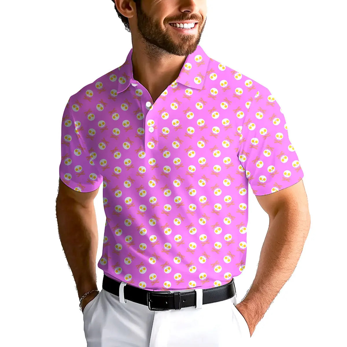 Fried Egg Bacon-Polo Shirt For Men-Gerbera Prints