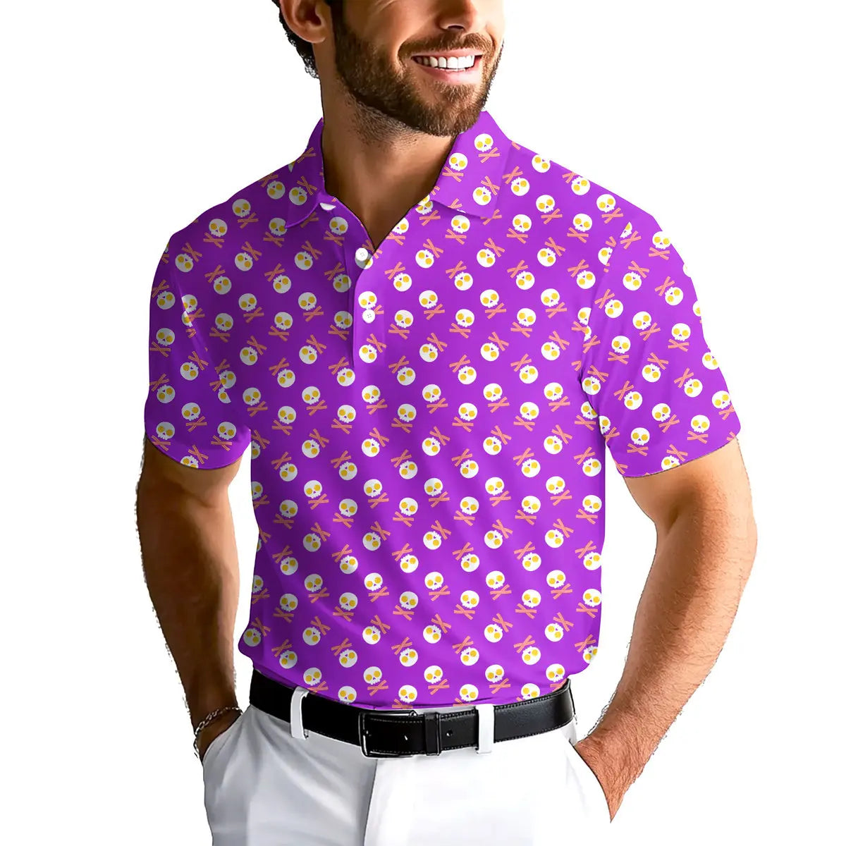 Fried Egg Bacon-Polo Shirt For Men-Gerbera Prints