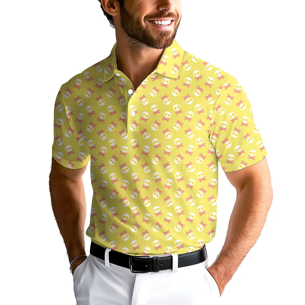 Fried Egg Bacon-Polo Shirt For Men-Gerbera Prints