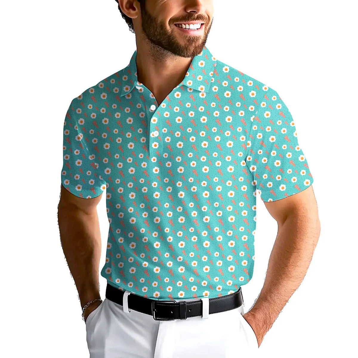 Breakfast Balls-Polo Shirt For Men-Gerbera Prints