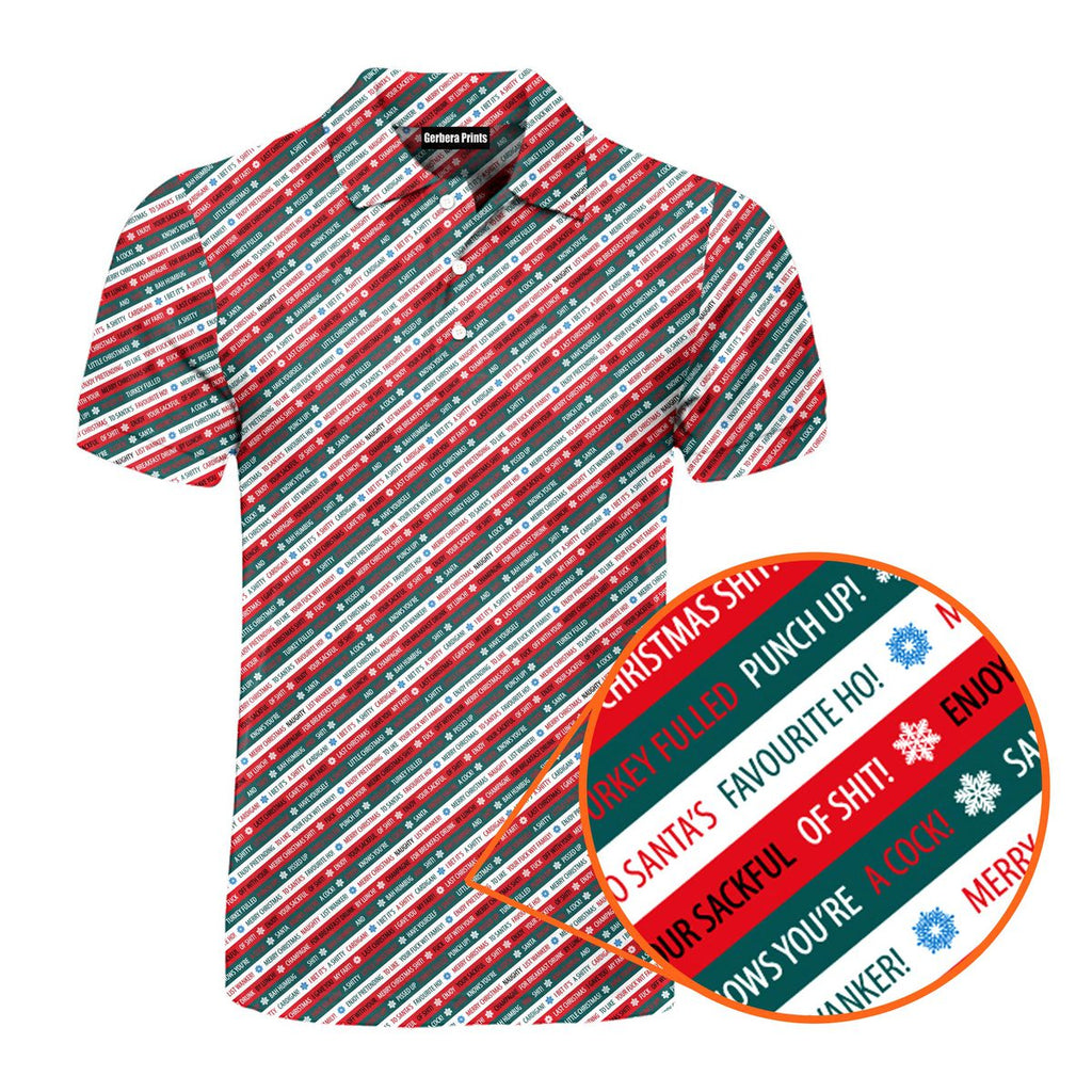 Christmas Xmas Funny Rude Joke - Funny Golf Polo Shirt-Polo Shirt For Men-Gerbera Prints