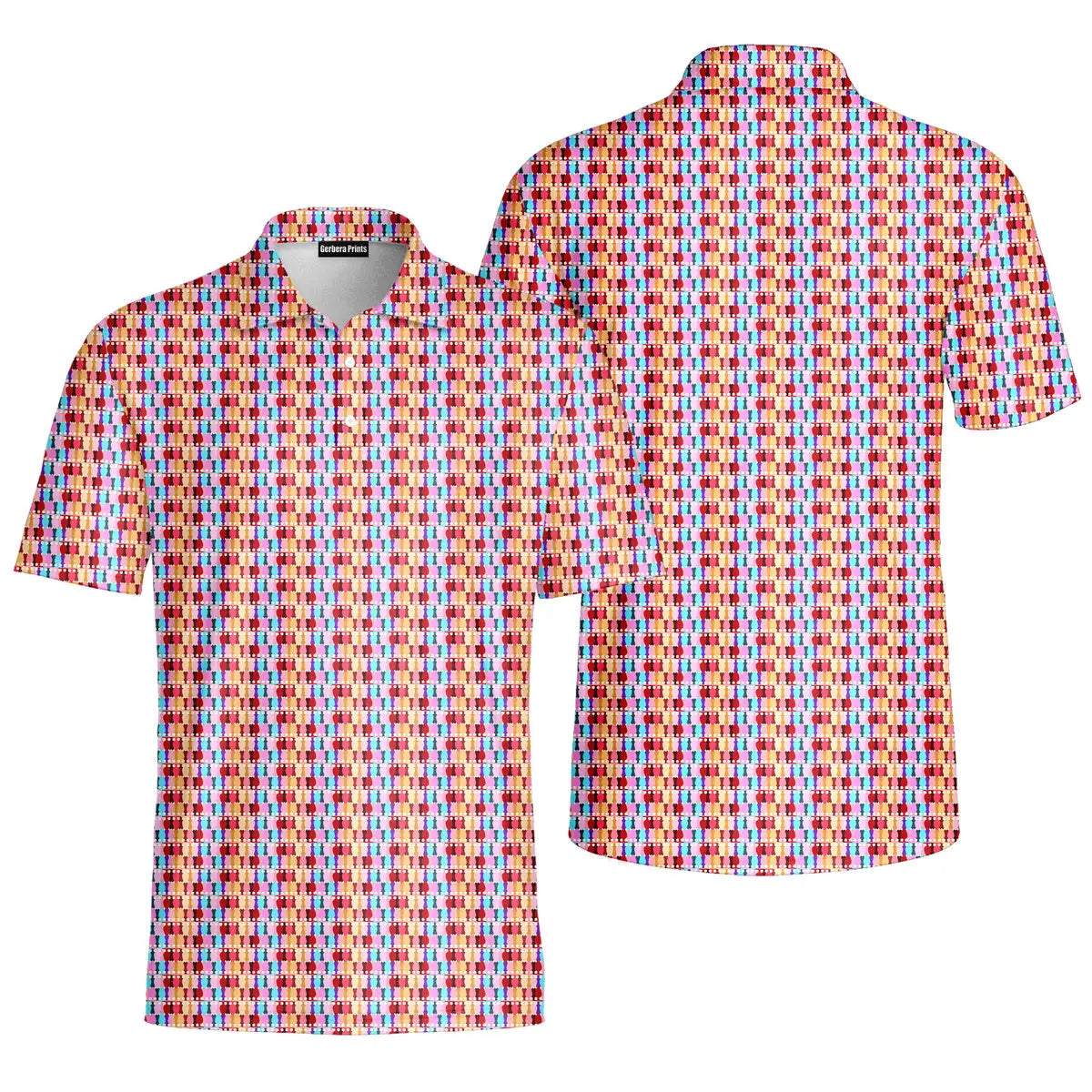 Colorful Butt Plug-Polo Shirt For Men-Gerbera Prints