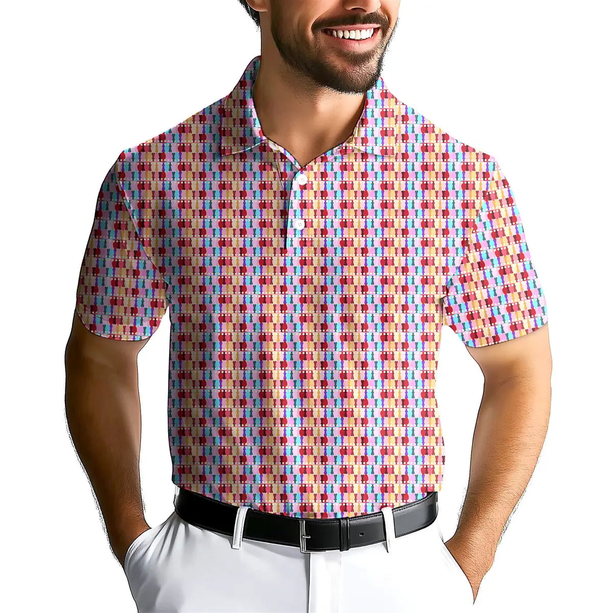 Colorful Butt Plug-Polo Shirt For Men-Gerbera Prints