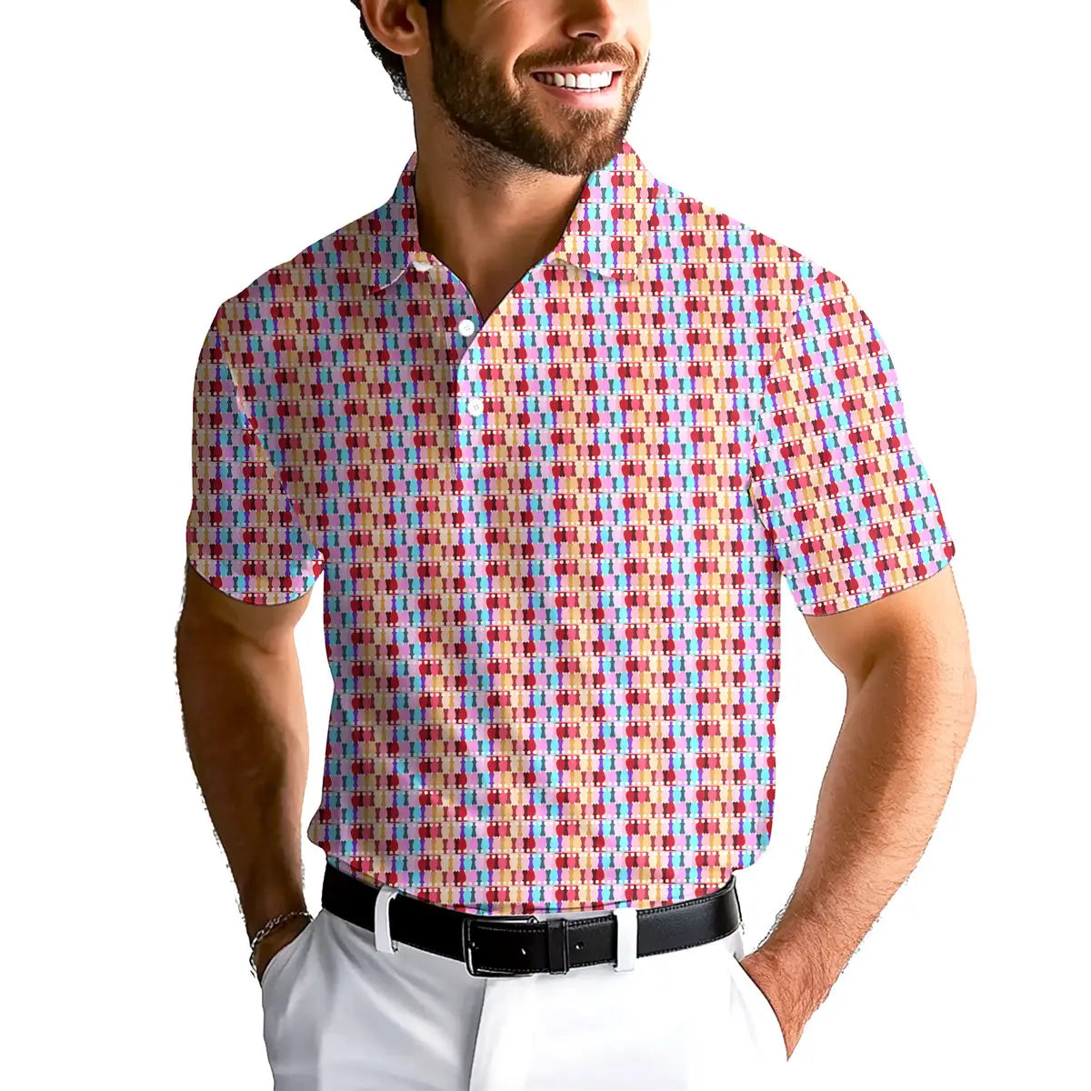 Colorful Butt Plug-Polo Shirt For Men-Gerbera Prints
