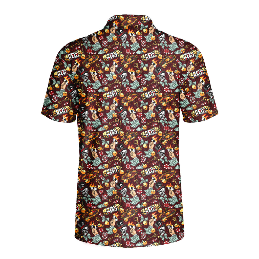 Lucky Skull Aloha - Golf Polo Shirt-Polo Shirt For Men-Gerbera Prints