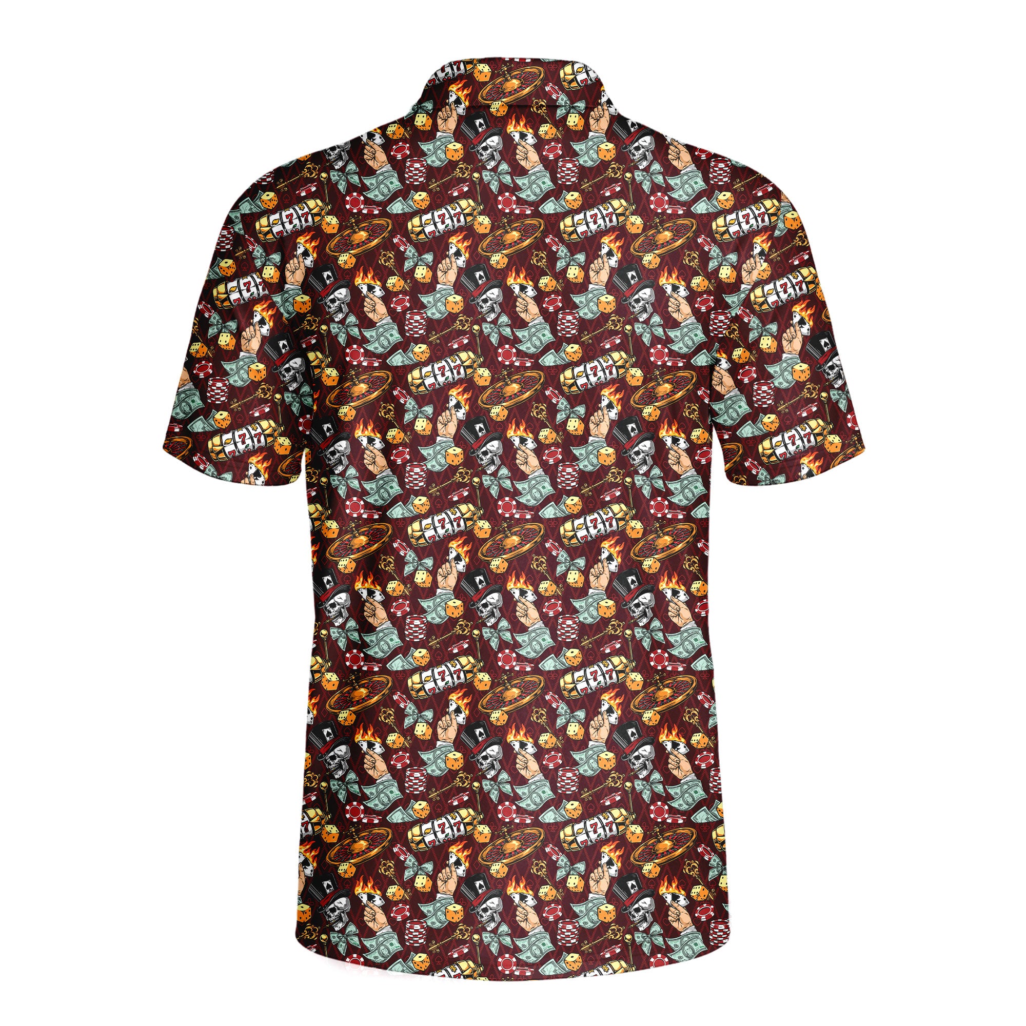 Lucky Skull Aloha - Golf Polo Shirt-Polo Shirt For Men-Gerbera Prints