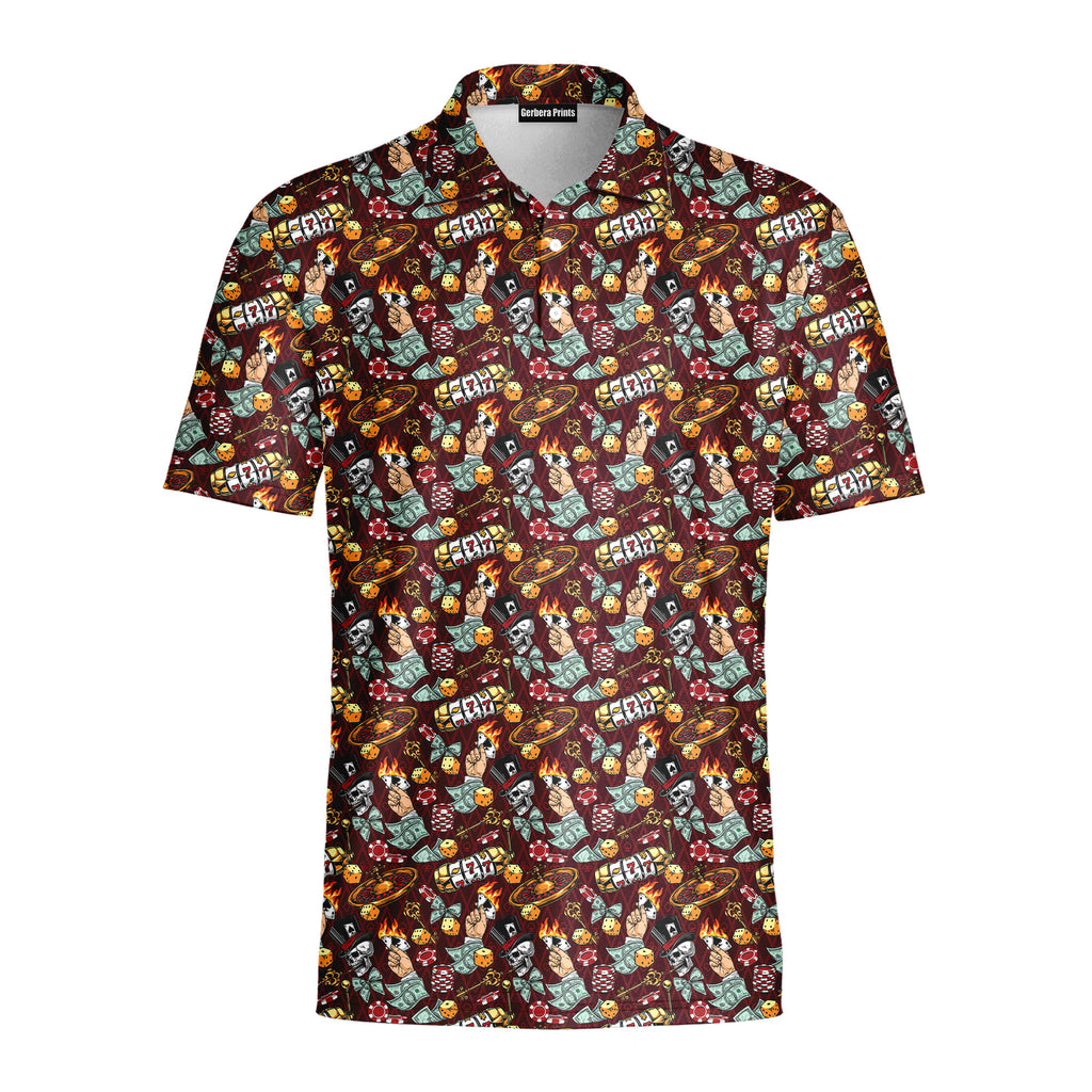 Lucky Skull Aloha - Golf Polo Shirt-Polo Shirt For Men-Gerbera Prints