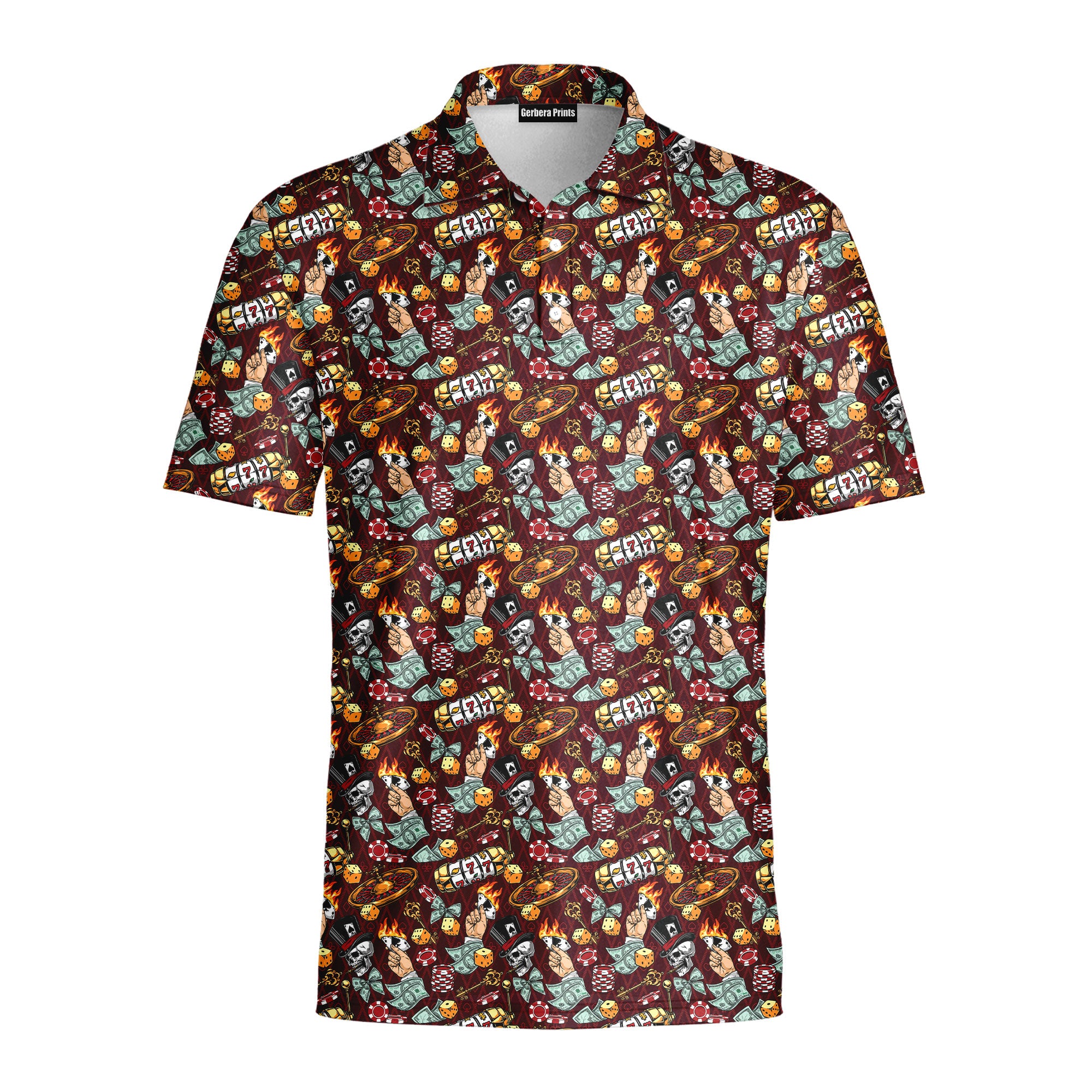 Lucky Skull Aloha - Golf Polo Shirt-Polo Shirt For Men-Gerbera Prints