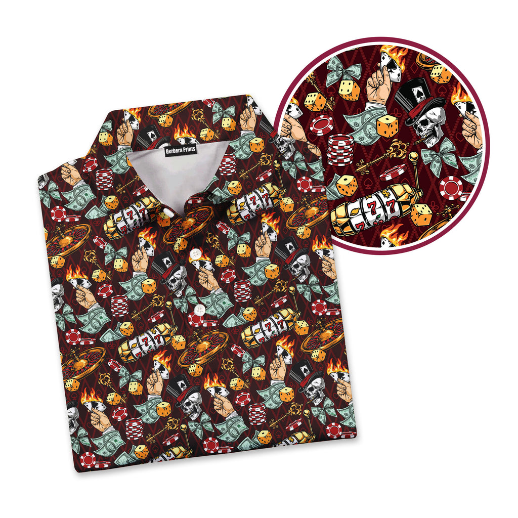 Lucky Skull Aloha - Golf Polo Shirt-Polo Shirt For Men-Gerbera Prints